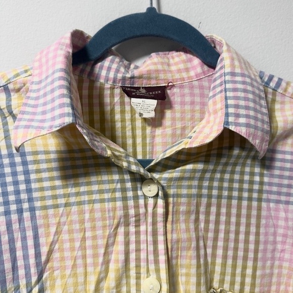 Vintage Timber Creek Pastel Plaid Short Sleeve Button Up Top Mens Size XL Spring - Picture 3 of 16